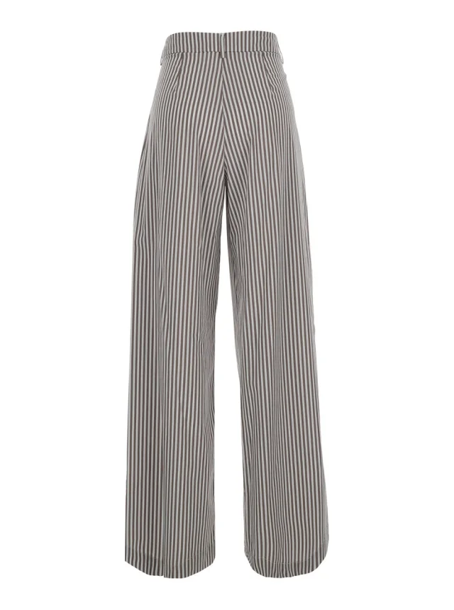 LEPLAIN Brown Pants with all-over striped motif in Fabric women in Brown, photo 3 of 6 from Gaudenzi Boutique