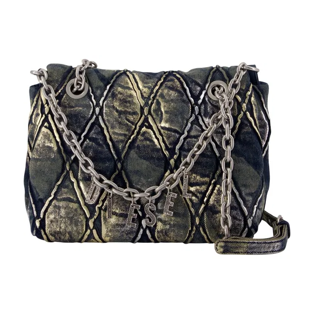 Diesel Charm-D Shoulder Bag — Gray Cotton in Grey Woven leather from HEWI