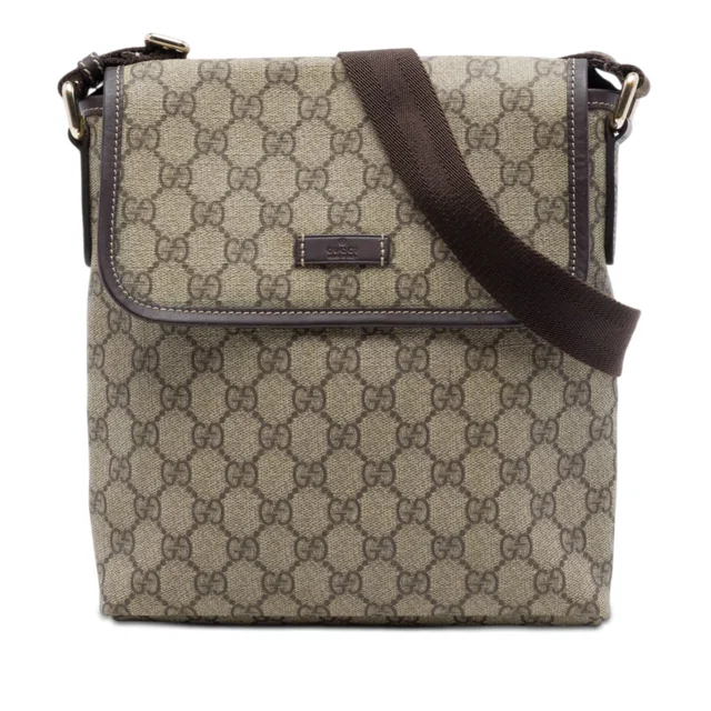 Beige Gucci GG Supreme Crossbody in Beige Coated canvas from Designer Revival