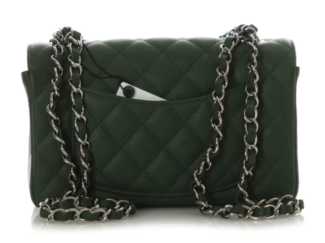 Chanel Mini Dark Green Quilted Caviar Classic in Green Caviar leather from Ann's Fabulous Finds, photo 3 of 5