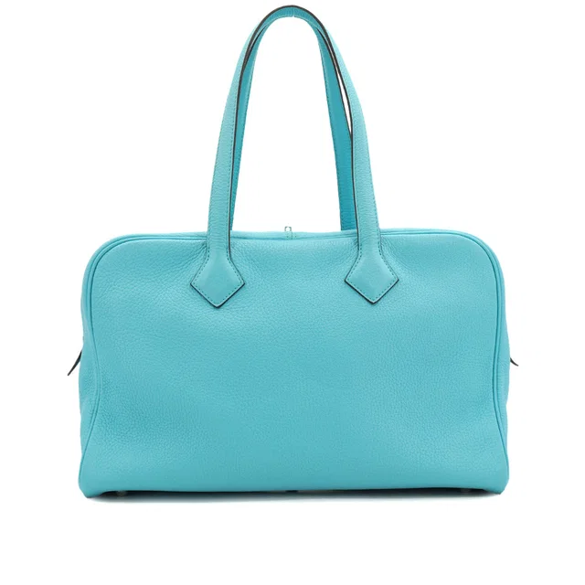 Hermès Victoria 2 35 Blue Atoll Taurillon Clemence Hand Bag 2015 T Stamp Palladium Hardware in Blue Clemence leather from Luxury Promise