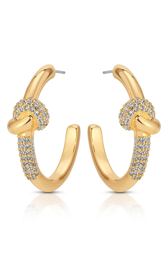 Ettika Knot Pavé Hoop Earrings in Metallic, photo 3 of 3 from Nordstrom Rack