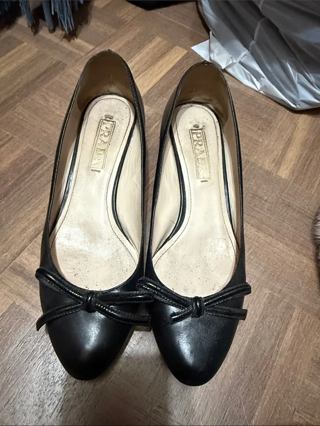Prada Leather Pointed-Toe Ballet Flats With Bow 37 in black Leather from Poshmark