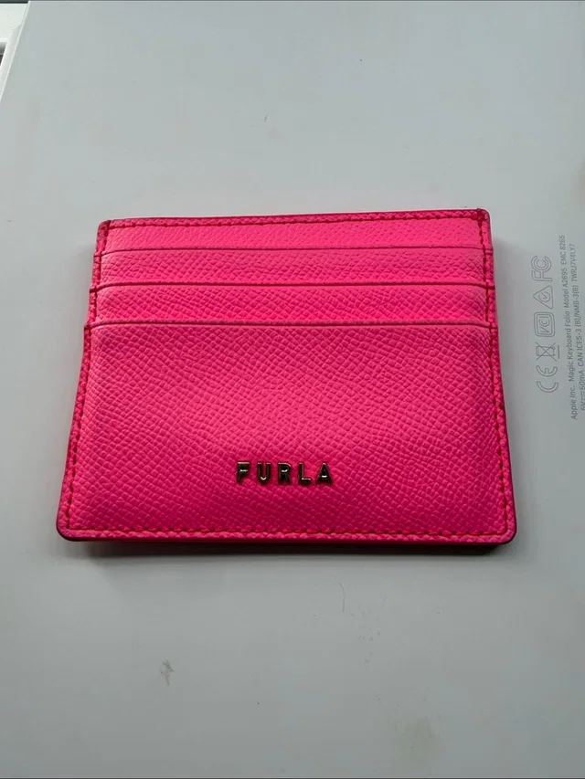 Furla Neon Pink Saffiano Card Holder in pink Saffiano leather from Poshmark