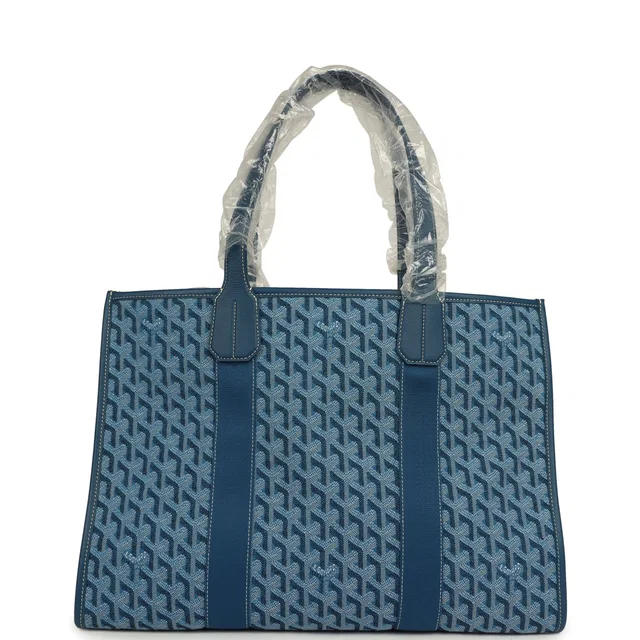 Goyard Goyardine Jacquard Ocean Blue Villette MM Bag in Blue Calfskin from Madison Avenue Couture