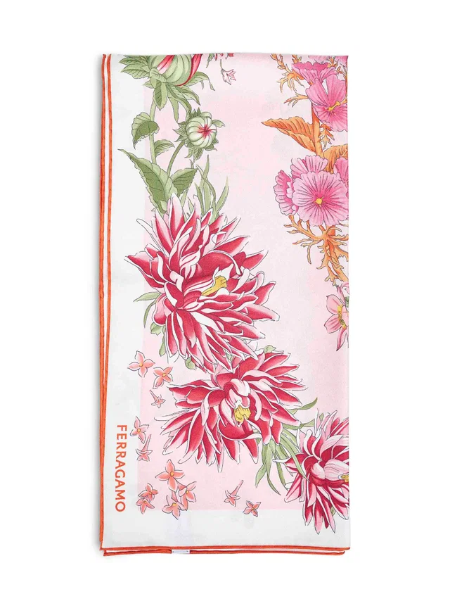 Ferragamo Scarf — Pink Silk Scarfs in Pink Silk from HEWI