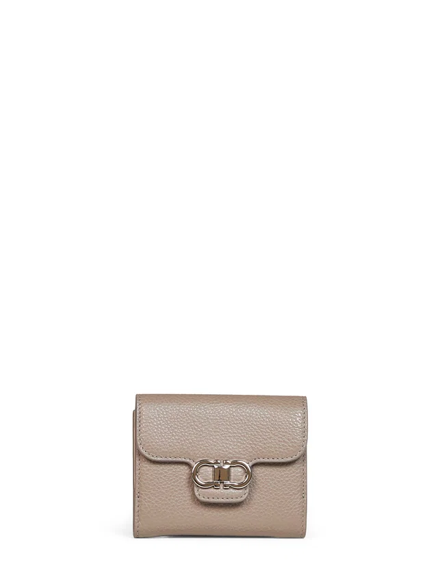 Ferragamo Compact Wallet — Gray Calf Leather & Purses in Grey Calfskin from HEWI