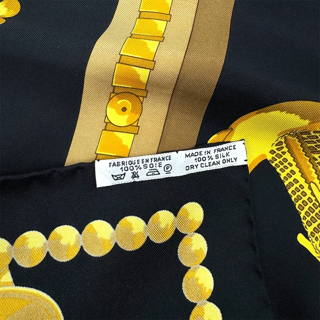 Hermès Carre 90 Cuillers D‘Afrique Scarf Silk Black Yellow Silk in Black Silk from Luxury Promise, photo 2 of 2