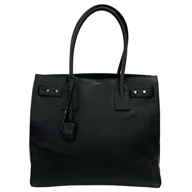 Saint Laurent Tote Sac de Jour Shoulder Leather Black in Black Leather from The Reluxe