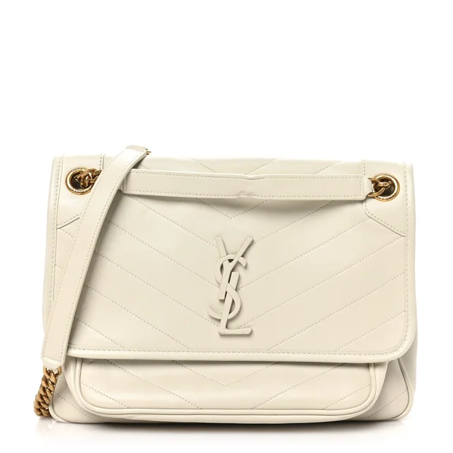 Saint Laurent Niki Matelasse Monogram Lambskin Leather Bag - Beige in Beige Lambskin from H&T