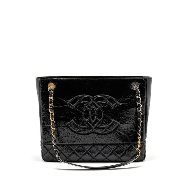 Chanel Paris-31 rue Cambon timeless shopping tote quilted shiny aged calfskin black multicoloured… in Black Calfskin from EMIER