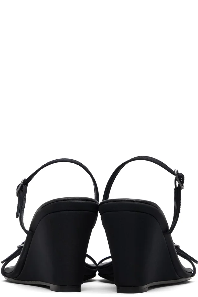 St. Agni Black Petit Belt Detail Wedge Heeled Sandals, photo 2 of 5 from SSENSE