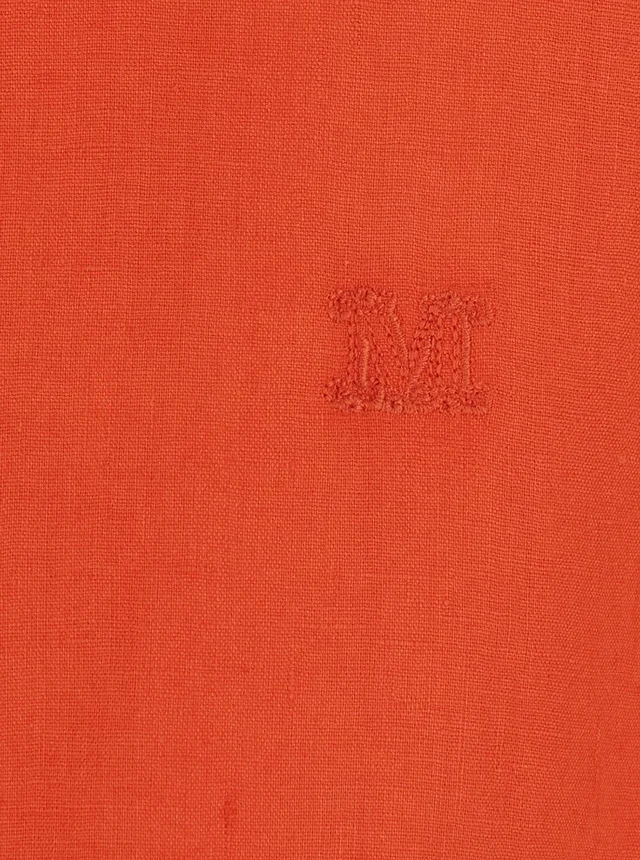MAX MARA Red Shirt with classic collar and tone-on-tone logo embroidery in linen for women in Red 100% Linen, photo 6 of 6 from Gaudenzi Boutique