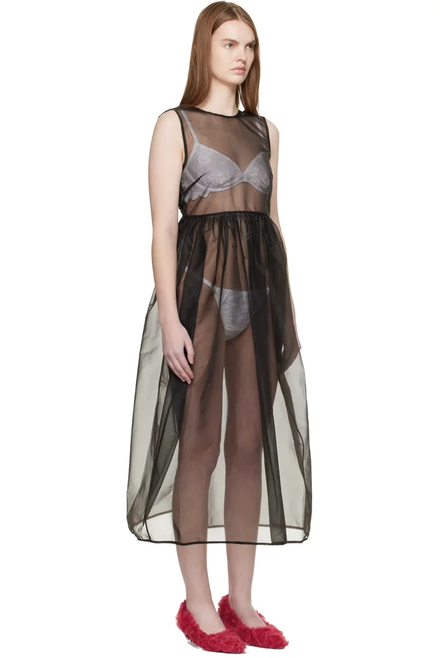 Cecilie Bahnsen Black CBcamillia Midi Dress, photo 2 of 4 from SSENSE