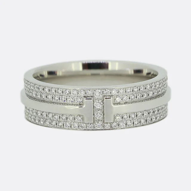 Tiffany & Co. T Wide Pavé Diamond Ring Size L (52) from The Vintage Jeweller