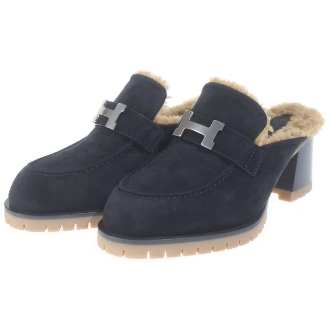 Hermès Flor 60 Constance Loafers Black Fleece in Black Suede from The Reluxe