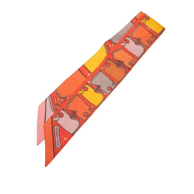 Orange Hermès Camails Silk Twilly Scarf Scarves in Orange Silk from Designer Revival