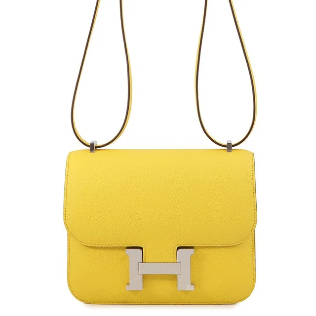 Hermès Shoulder Bag Mini Constance 3 Miroir Joannaple Silver Epsom in Silver Epsom leather from The Reluxe
