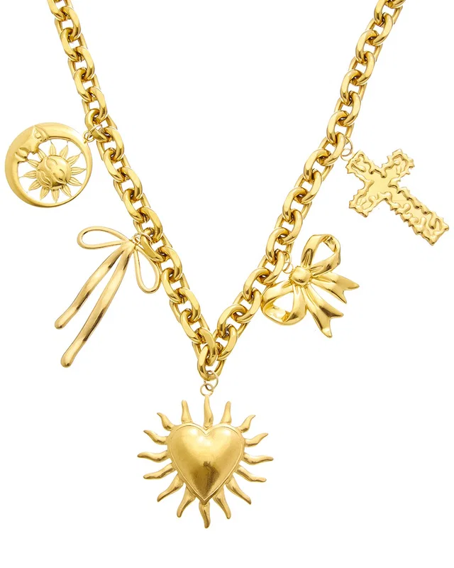 Petit Moments 18K Plated Stainless Steel Charm Necklace, image 1 of 1 from Gilt