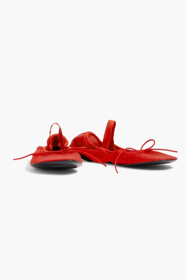 Proenza Schouler Glove Bow-Detailed Mesh Mary Jane Flats in Red, photo 2 of 4 from THE OUTNET