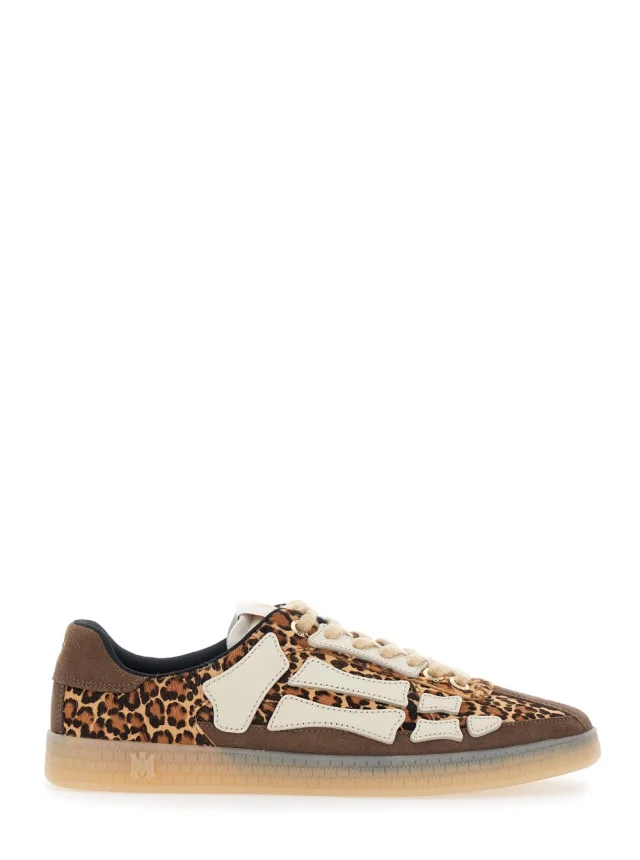 'Pacific Bones' Brown Low Top Sneakers with Logo Patch on the Tongue and Leopard Motif in Suede for Men in Brown, image 1 of 1 from Gaudenzi Boutique