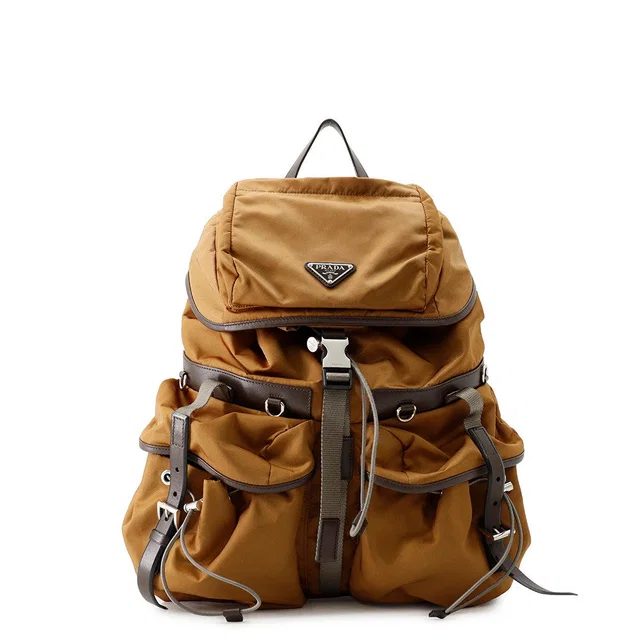 Prada Backpack Brown2VZ117 Nylon Leather in Nylon from GALLERY RARE