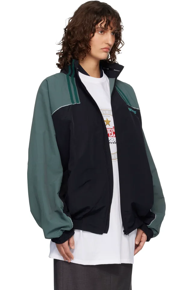 Martine Rose Black & Green T-Lining Track Jacket, photo 2 of 2 from SSENSE
