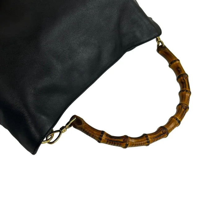 Gucci Bamboo Leather 2way Bag in Black Leather from LuxUness, photo 4 of 10
