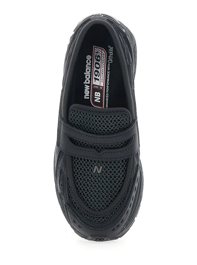 NEW BALANCE 'Lifestyle' Black Sneakers with Slip-On Design and Mesh Inserts in Leather Unisex in Black 100% Leather/Textile, photo 8 of 8 from Gaudenzi Boutique