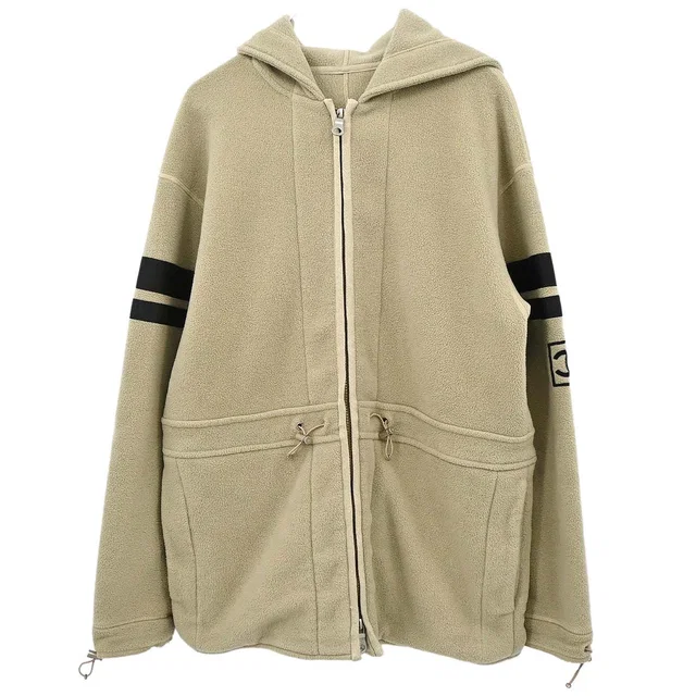 Chanel 2002 Sport Line Zip Up Hooded Jacket Beige #38 in Beige from AMORE Vintage Tokyo