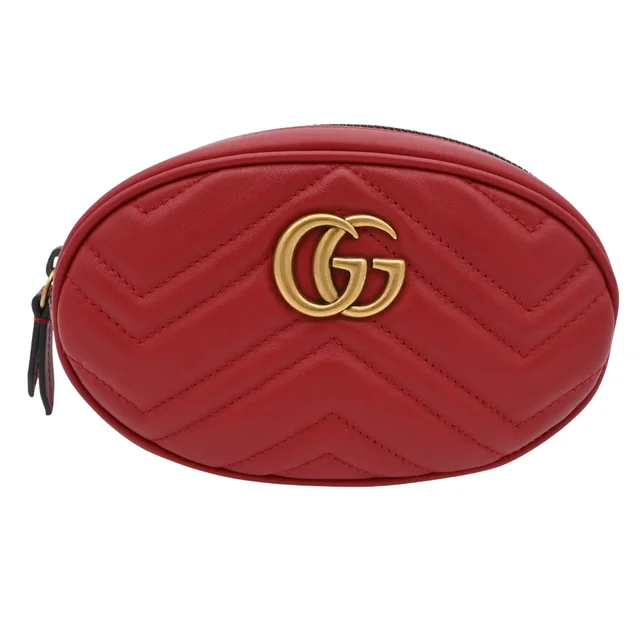 Gucci GG Marmont Matelassé Red Leather Belt Bag in Red Leather from Clotheshorse Anonymous