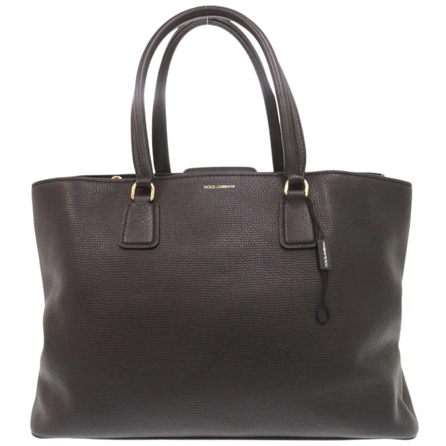 Dolce & Gabbana Logo Leather Black Tote Bag & in Black Leather from The Reluxe