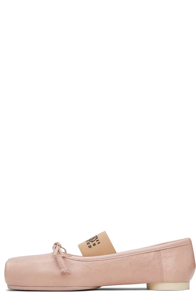 MM6 Maison Margiela Pink Square Toe Ballerina Flats, photo 3 of 5 from SSENSE