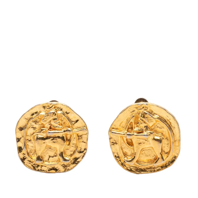 Gold Chanel Gold Plated Archer Medallion Clip On Earrings in Gold from Designer Revival, photo 1 of 1