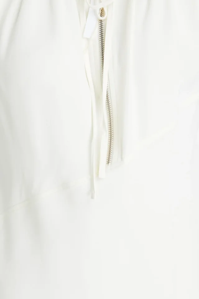 Helmut Lang Gathered Twill Sleeveless Top in Ivory, photo 4 of 4 from THE OUTNET