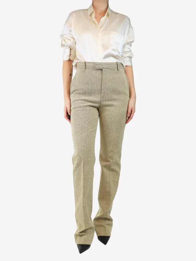 Bottega Veneta Beige herringbone boucle pants - size UK 10 in Beige from Sign of the Times, photo 2 of 3