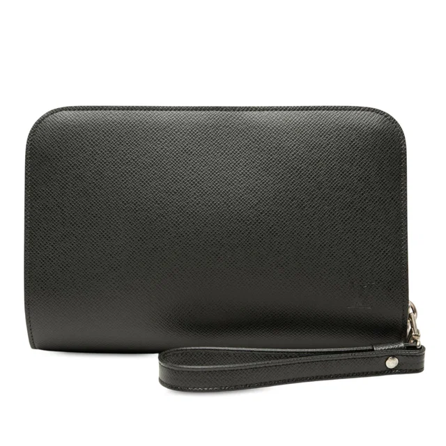 Black Louis Vuitton Taiga Pochette Baikal Clutch Bag in Black Leather from Designer Revival