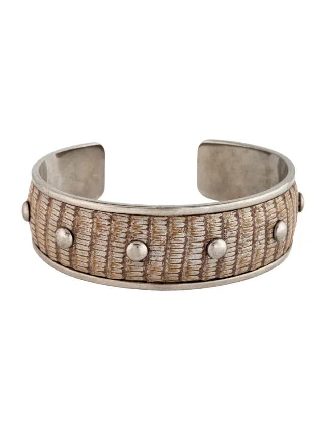 Tod's Leather Studded Cuff Bracelet, 6.75" in red|brown Leather from The RealReal