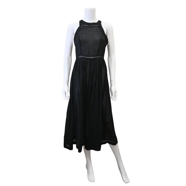Zimmermann Black Eyelet Cotton Midi Dress in Black from Clotheshorse Anonymous
