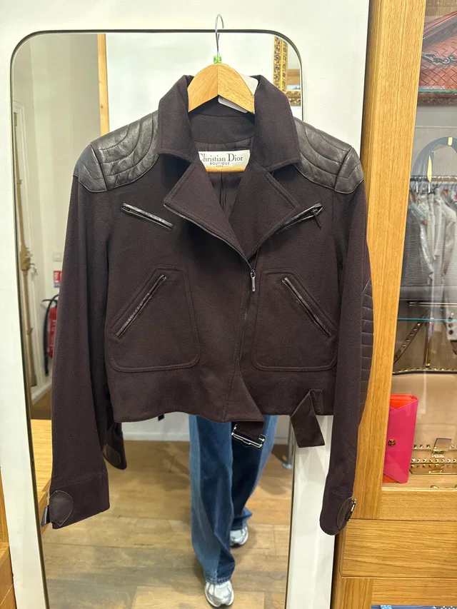 Dior Plun leather and cashmere jacket in Cashmere from Luxury Promise