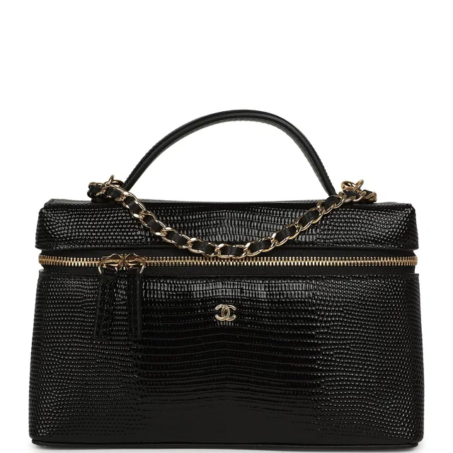 Chanel Top Handle Long Vanity Case in Black Calfskin from Madison Avenue Couture