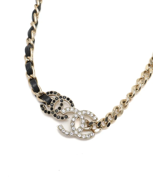 Chanel Coco Mark Rhinestone Choker in Woven leather from A Retro Tale, photo 4 of 5