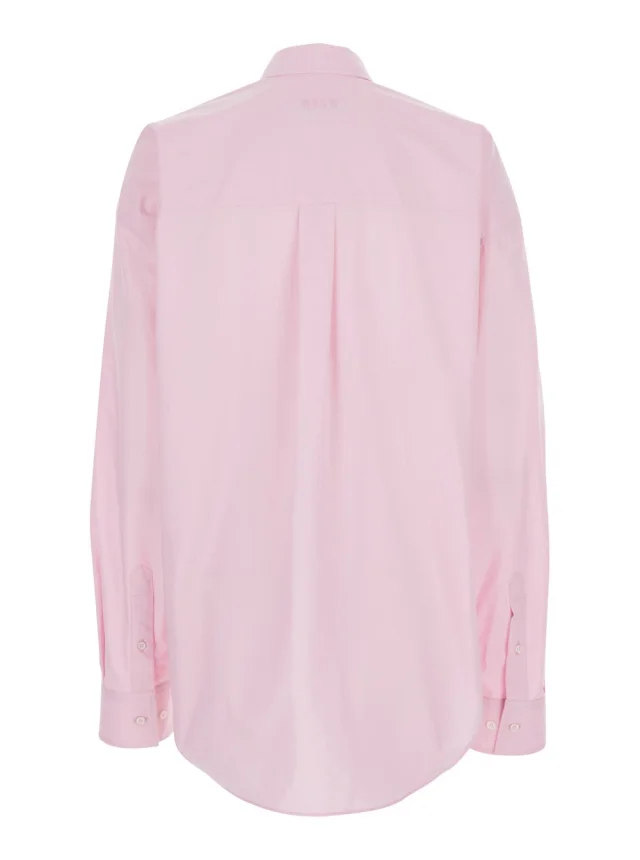 Msgm Pink Shirt with classic collar and stud decoration on the front in cotton for women in Pink 100% Cotton, photo 3 of 6 from Gaudenzi Boutique