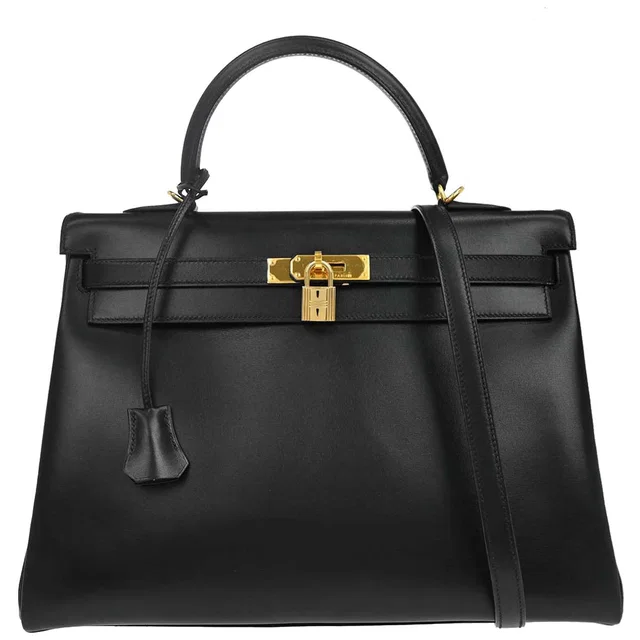 Hermès Black Box Calf Kelly 35 Retourne 2way Shoulder Handbag in Black Box leather from AMORE Vintage Tokyo