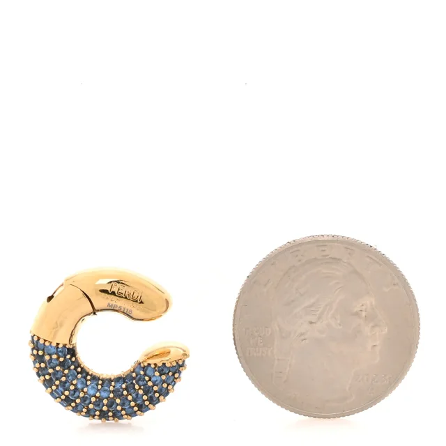 Fendi Metal Crystal Ear Cuff Blue Gold in Blue from FASHIONPHILE, photo 2 of 3