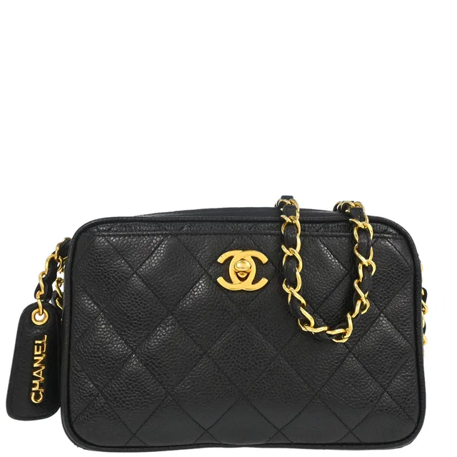 Chanel 1994-1996 Black Caviar Skin Camera Bag Mini in Black Caviar leather from AMORE Vintage Tokyo