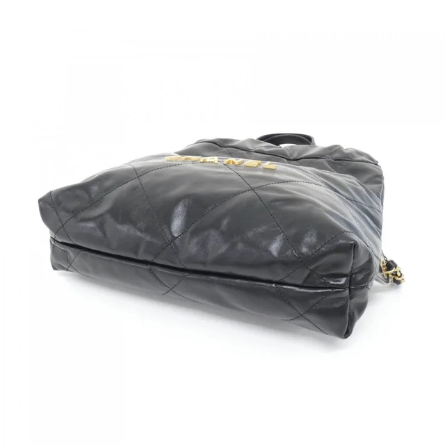 CHANEL 22 Line AS3859 Rucksack in BLACK / MAT GOLD metal fittings calf from KOMEHYO, photo 3 of 7