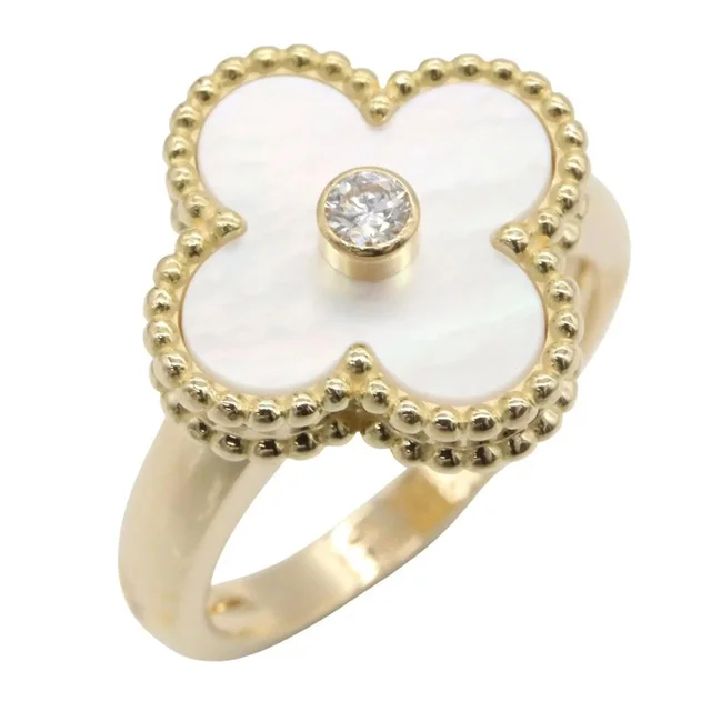 Van Cleef & Arpels Vintage Alhambra Mother Of Pearl 1pd Ring - 18k (Yellow Gold) Diamond Men's Women's Gold Tone in multicolor from Grailed