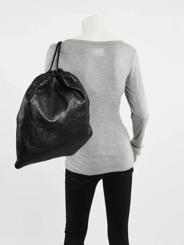 Balenciaga Arena Drawstring Backpack Bag in Black Leather from Yoogis, photo 2 of 10