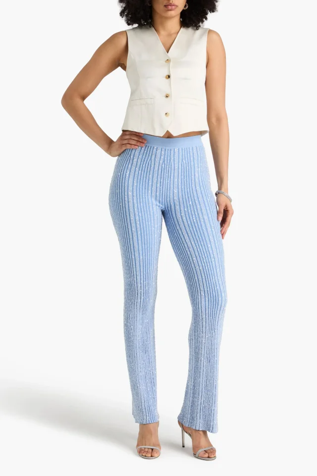 Missoni Sequin-Embellished Ribbed-Knit Bootcut Pants, photo 2 of 4 from THE OUTNET